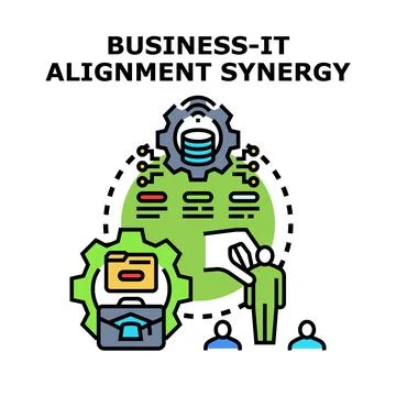 Business information technology alignment synergy concept Stock Illustration
