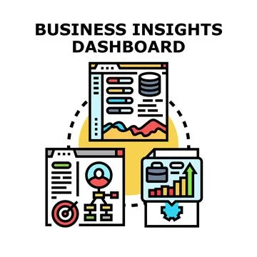 Business insights dashboard analyzing data for growth Stock Illustration