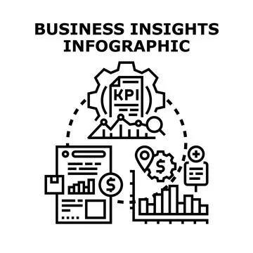 Business insights infographic visualizing data analytics and performance Stockillustratie