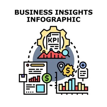 Business insights infographic visualizing data analytics and performance Illustrazione stock
