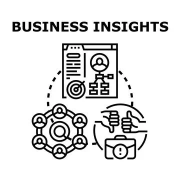 Business insights process analyzing market data strategy Stock Illustration