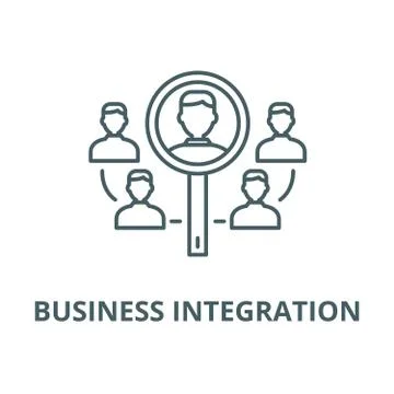 Business integration vector line icon, linear concept, outline sign, symbol Illustrazione stock
