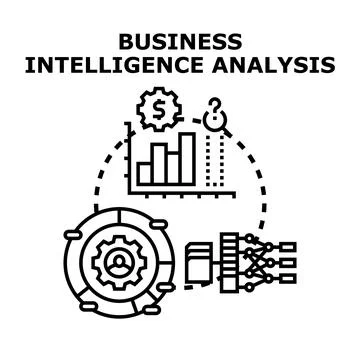 Business intelligence analysis collecting data for strategic decision Stock Illustration