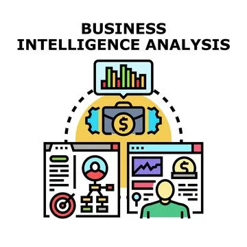 Business intelligence analysis concept for data management Stock Illustration