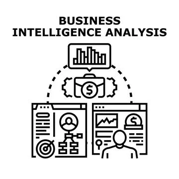 Business intelligence analysis concept for data management Stock Illustration
