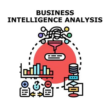 Business intelligence analysis concept for data management Stock Illustration