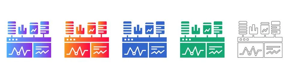 Business Intelligence and Data Dashboard Icons Stock Illustration