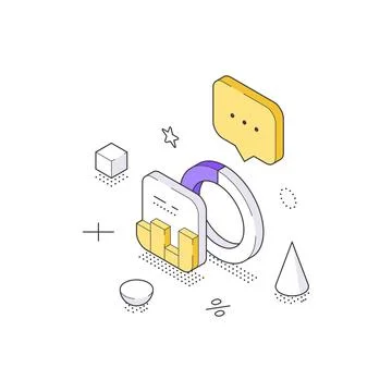 Business intelligence and data statistics reporting isometric vector illustra Stock Illustration