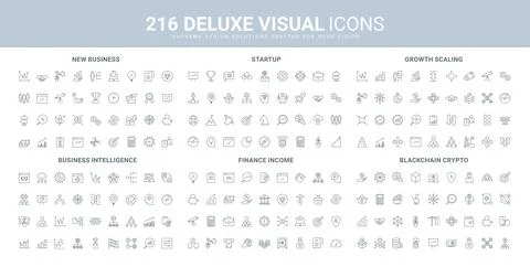 Business intelligence and startup development, scaling growth, blockchain line Stockillustratie