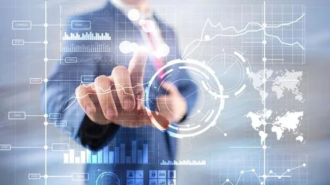 Business intelligence BI Key performance indicator KPI Analysis dashboard t.. Stock Photos