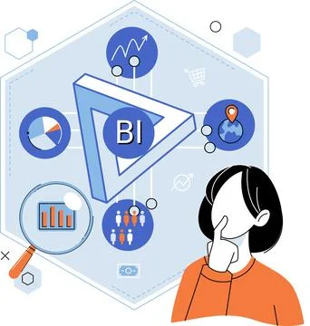 Business intelligence. Charts provide visual representation datpatterns and Stock Illustration
