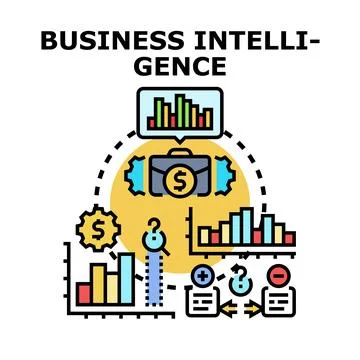 Business intelligence collecting analyzing data concept Stock Illustration