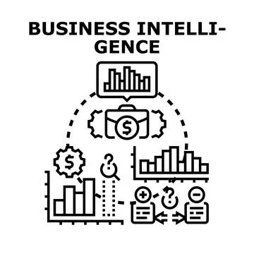 Business intelligence collecting analyzing data concept Stock Illustration