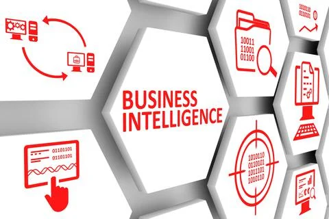 BUSINESS INTELLIGENCE concept cell background 3d illustration Stock Illustration