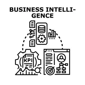 Business intelligence concept processing data analysis strategy 스톡 일러스트
