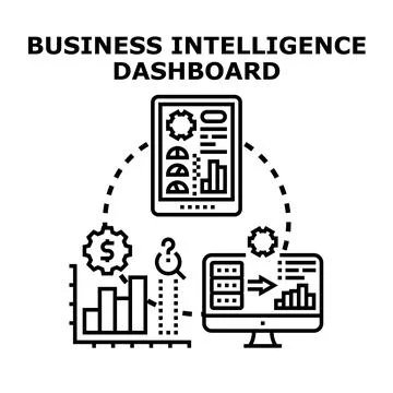 Business intelligence dashboard analysis data visualization concept Stock Illustration