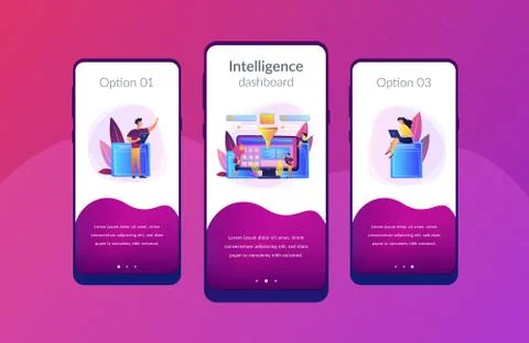 Business intelligence dashboard app interface template. Stock Illustration