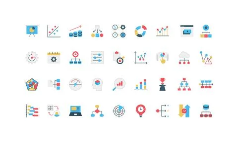 Business intelligence, dashboard chart report and data research, settings color Stockillustratie