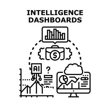 Business intelligence dashboards and data analysis concept Stock Illustration