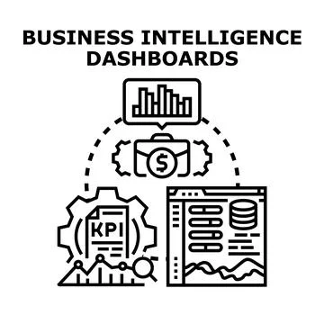 Business intelligence dashboards data analysis management concept Illustrazione stock