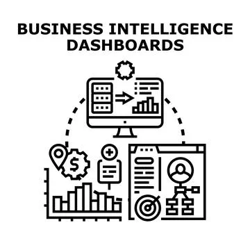 Business intelligence dashboards for data analytics strategy Stock Illustration