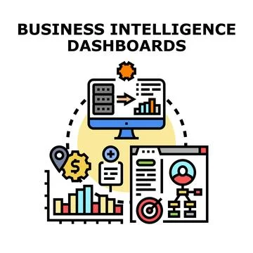 Business intelligence dashboards for data analytics strategy Stock Illustration