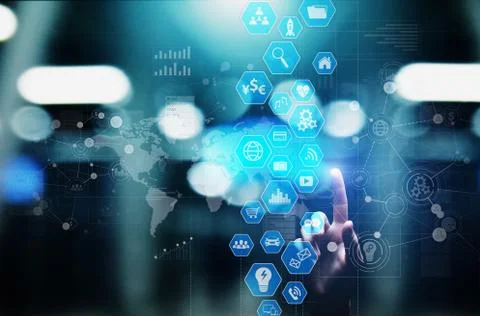 Business intelligence, Data analysis dashboard with icons charts and diagram on Stock-Fotos