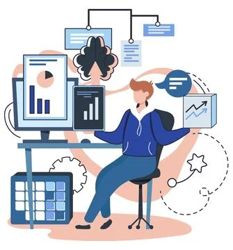 Business intelligence data analysis obtaining analytical information for making 스톡 일러스트