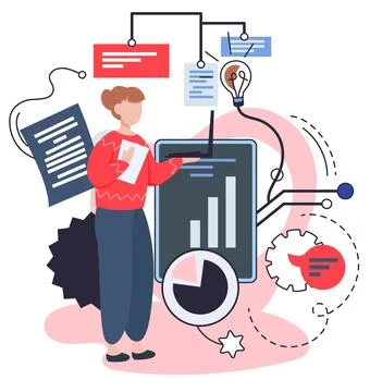 Business intelligence data analysis obtaining analytical information for making Illustrazione stock