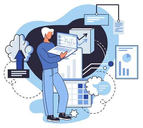 Business intelligence data analysis obtaining analytical information for making Stock Illustration