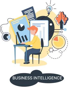 Business intelligence data analysis obtaining analytical information for making 스톡 일러스트