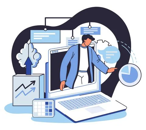 Business intelligence data analysis obtaining analytical information for making Stock Illustration