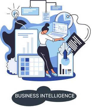 Business intelligence data analysis obtaining analytical information for making 库存插图