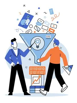 Business intelligence data analysis obtaining analytical information for making Stock Illustration