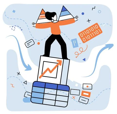 Business intelligence data analysis obtaining analytical information for making 스톡 일러스트