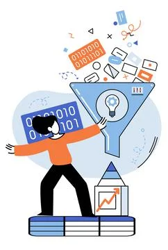 Business intelligence data analysis obtaining analytical information for making 스톡 일러스트