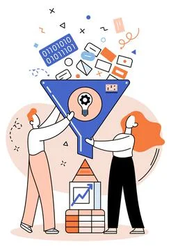 Business intelligence data analysis obtaining analytical information for making Illustrazione stock