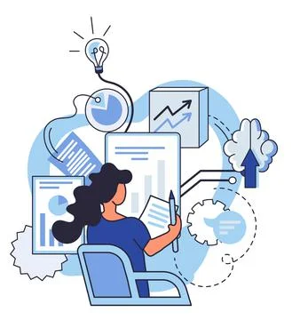 Business intelligence data analysis obtaining analytical information for making 库存插图