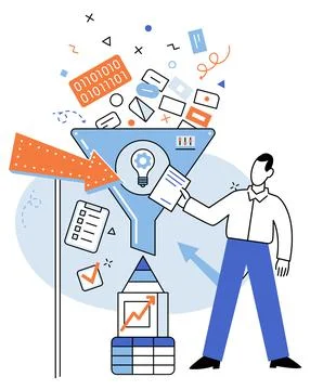 Business intelligence data analysis obtaining analytical information for making Stock Illustration