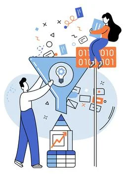 Business intelligence data analysis obtaining analytical information for making 스톡 일러스트