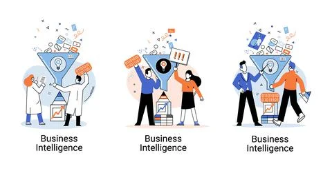 Business intelligence data analysis obtaining analytical information for making 스톡 일러스트