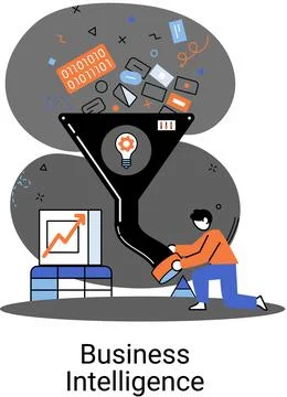 Business intelligence data analysis obtaining analytical information for making Illustrazione stock