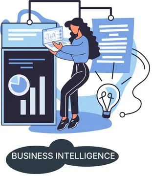 Business intelligence data analysis obtaining analytical information for making 库存插图