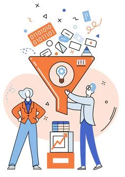 Business intelligence data analysis obtaining analytical information for making 库存插图