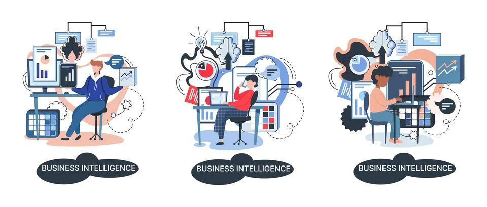 Business intelligence data analysis obtaining analytical information for making イラスト素材