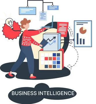 Business intelligence data analysis obtaining analytical information for making Illustrazione stock