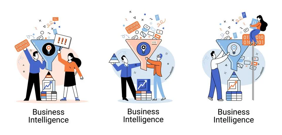 Business intelligence data analysis obtaining analytical information for making Stock Illustration