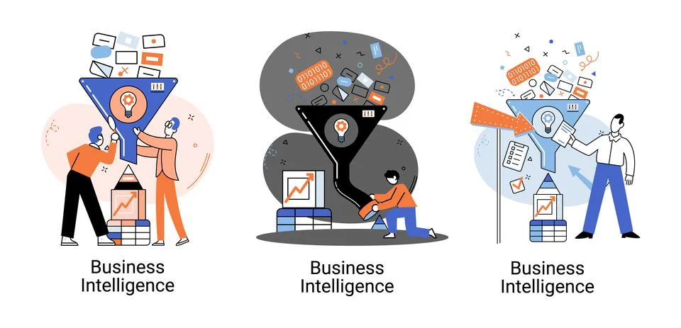 Business intelligence data analysis obtaining analytical information for making 스톡 일러스트