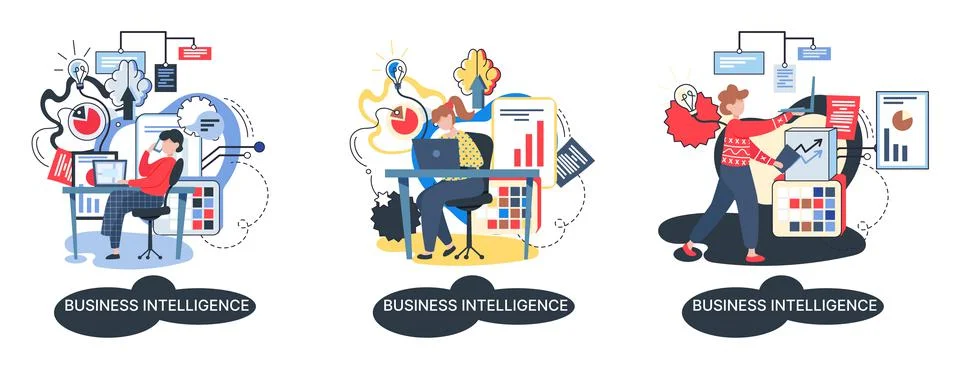 Business intelligence data analysis obtaining analytical information for making イラスト素材
