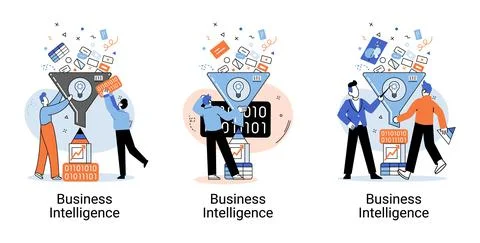 Business intelligence data analysis obtaining analytical information for making 스톡 일러스트